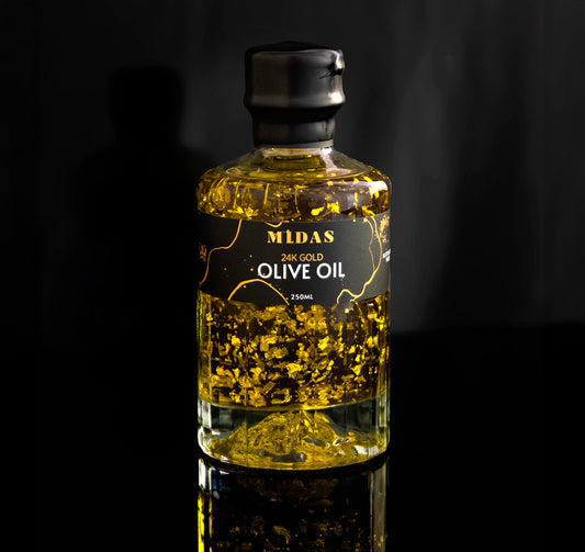 Midas 24K Gold Olive Oil (250mL) with Velvet Pouch & Gold Pourer